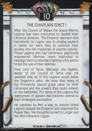 The Chaplain Edict I